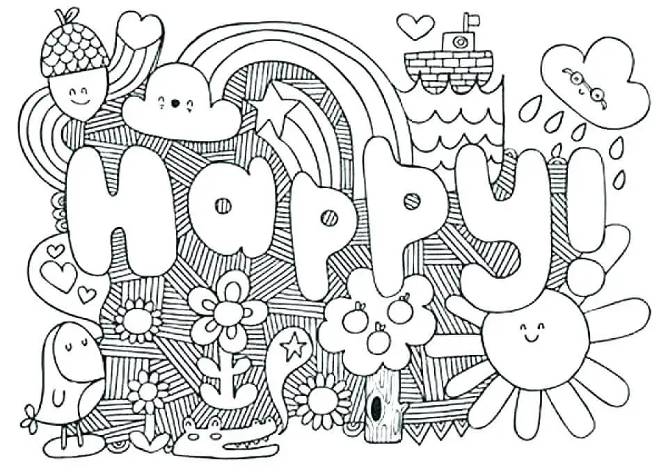 Happy Rainbow Coloring Page