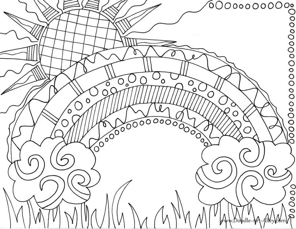 Doodle Rainbow Coloring Page