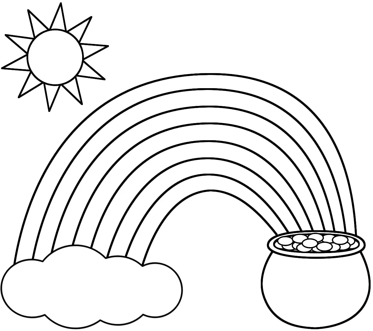 Simple Rainbow Scene Coloring Page