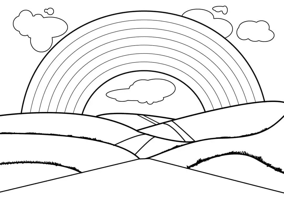 Scenic Rainbow Coloring Page