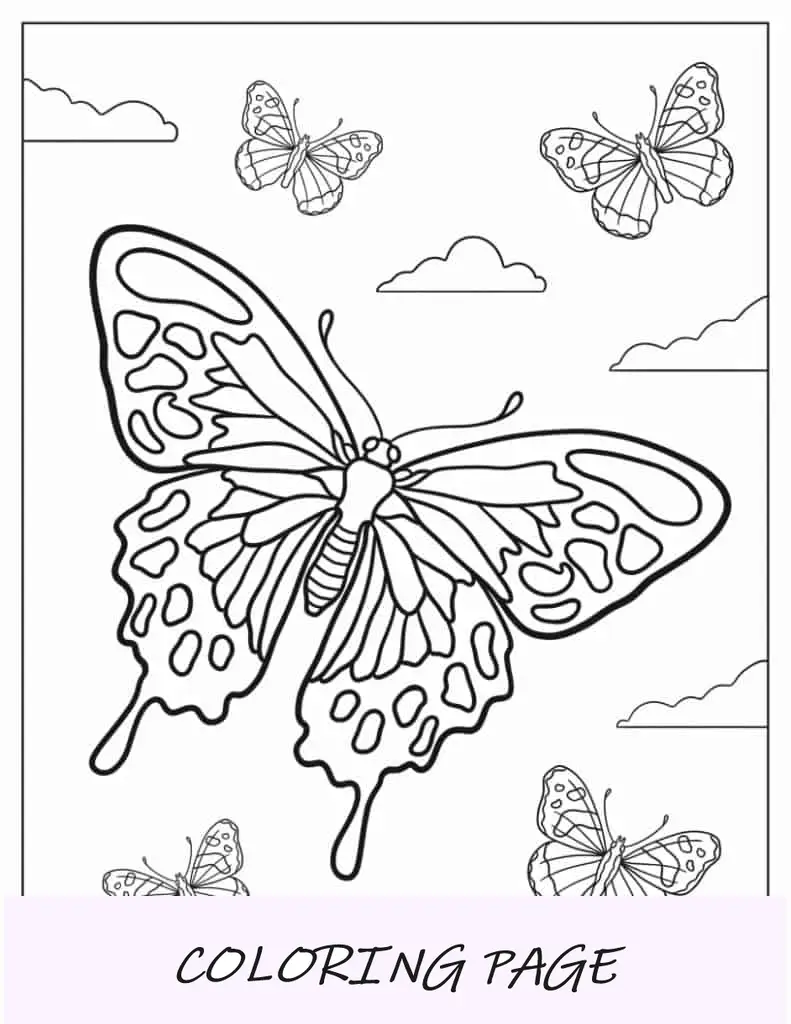 Mariposa cola de golondrina con otras mariposas para colorear