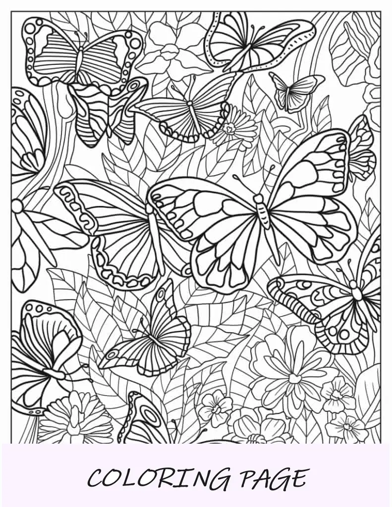 Docenas de mariposas realistas sobre flores.