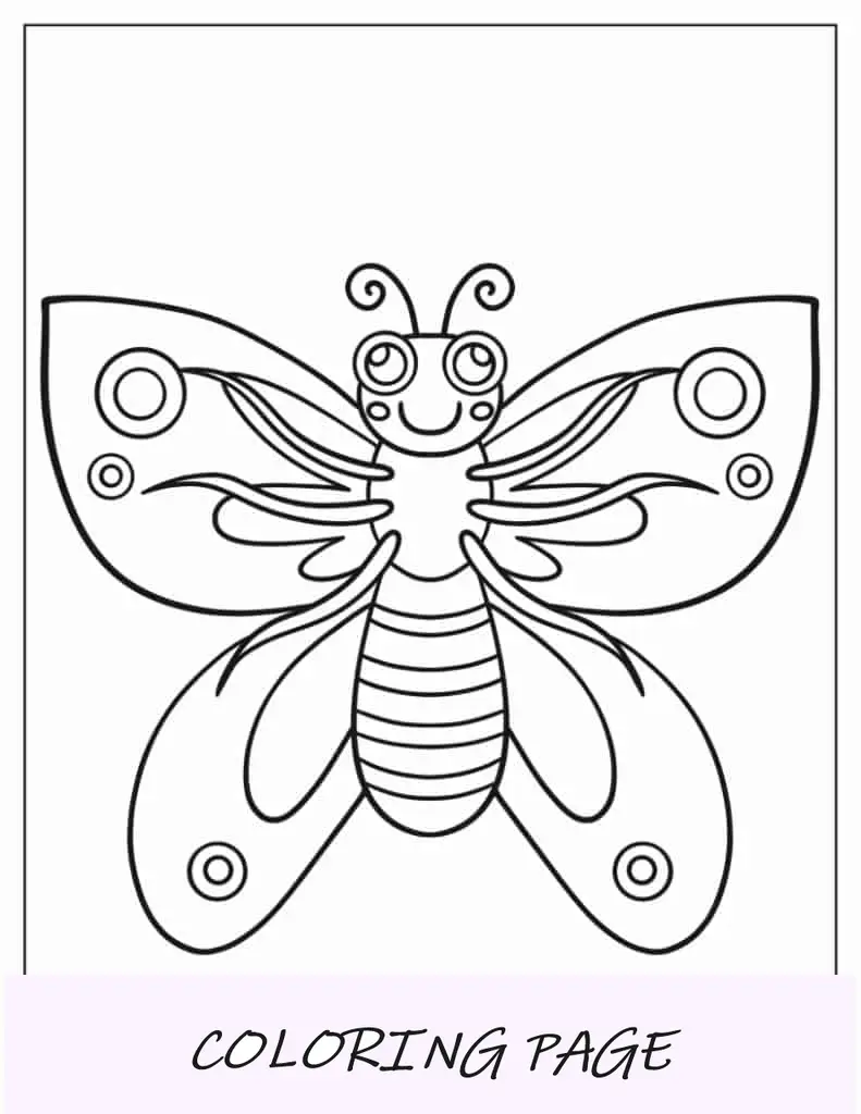 Página para colorear de mariposa sonriente para niños