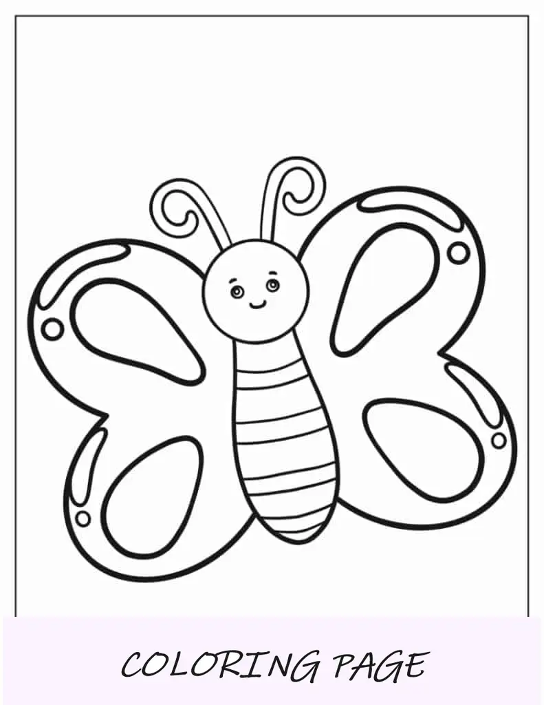 Hoja Para Colorear Kawaii De Mariposa Para Preescolares