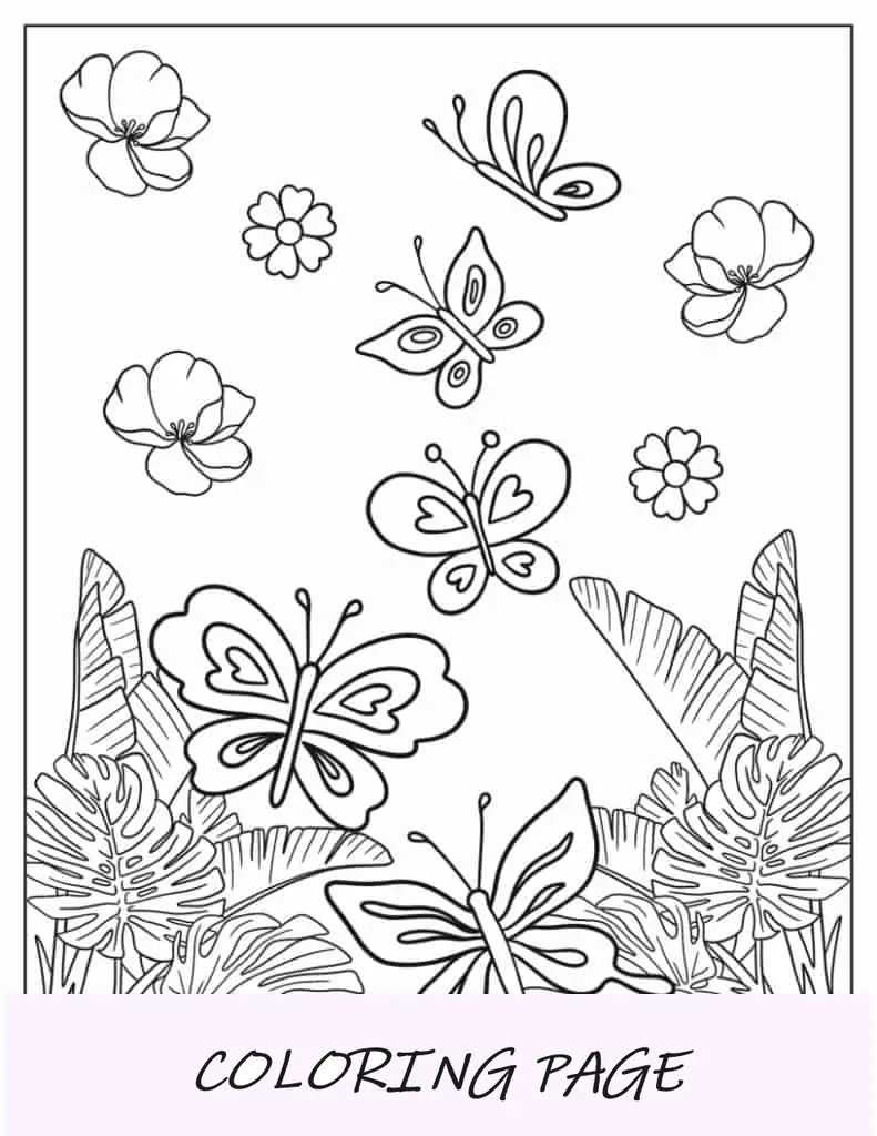 Mariposas variadas entre flores silvestres
