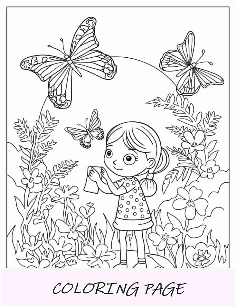 Grandes mariposas en un jardín secreto con una niña