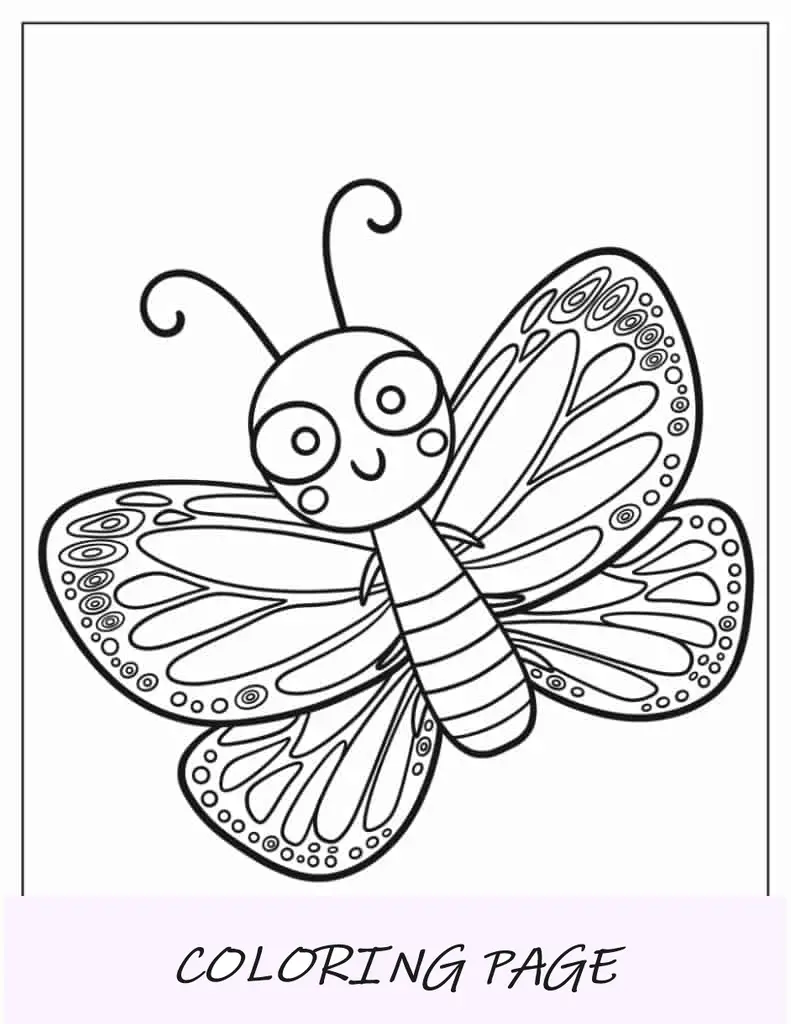 Mariposa De Dibujos Animados Kawaii Con Antena Rizada