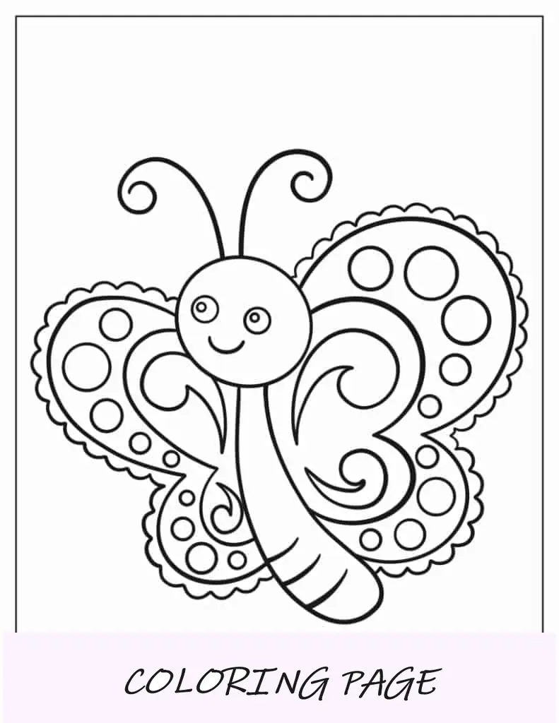Mariposa de dibujos animados para niños en edad preescolar