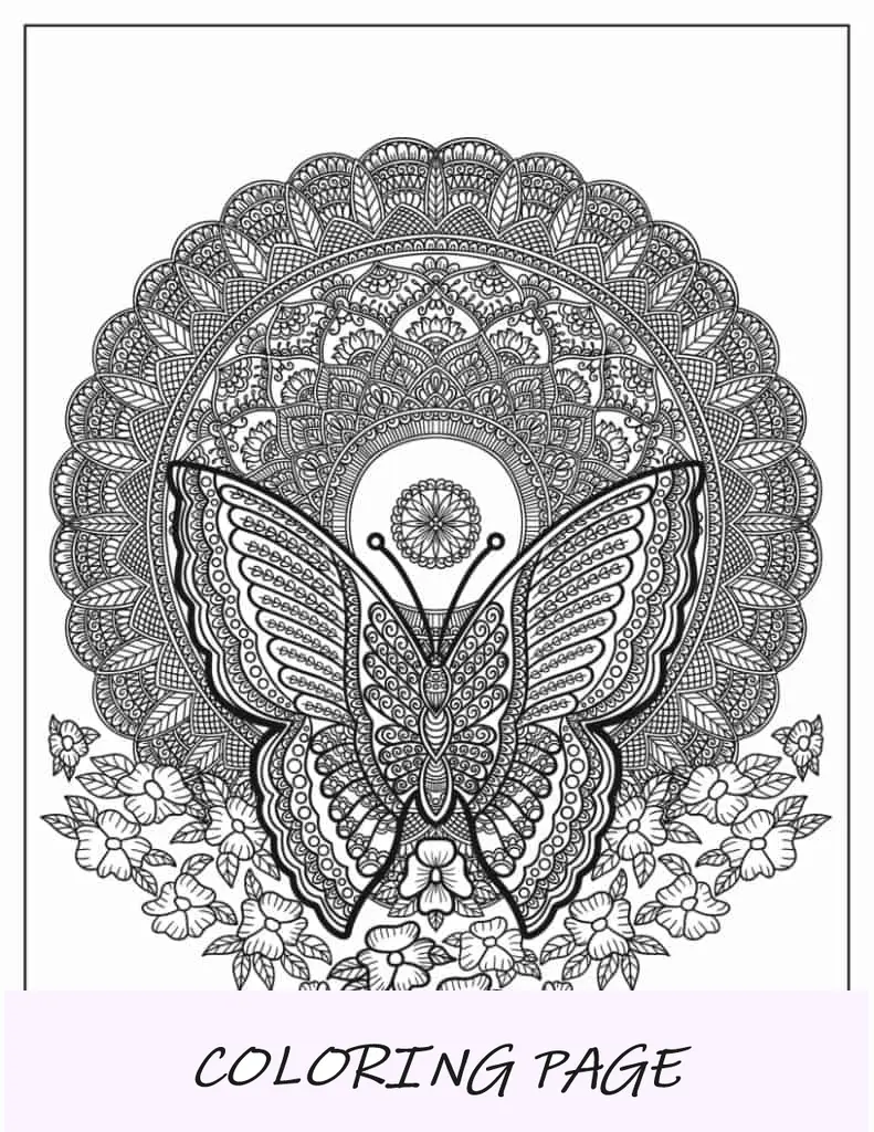 Mandala De Mariposa Complicada Para Colorear