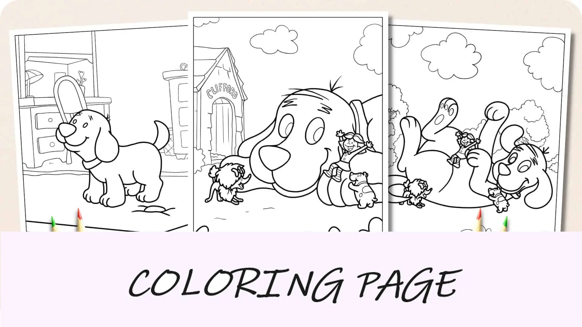 Imagem em destaque das páginas para colorir de Clifford