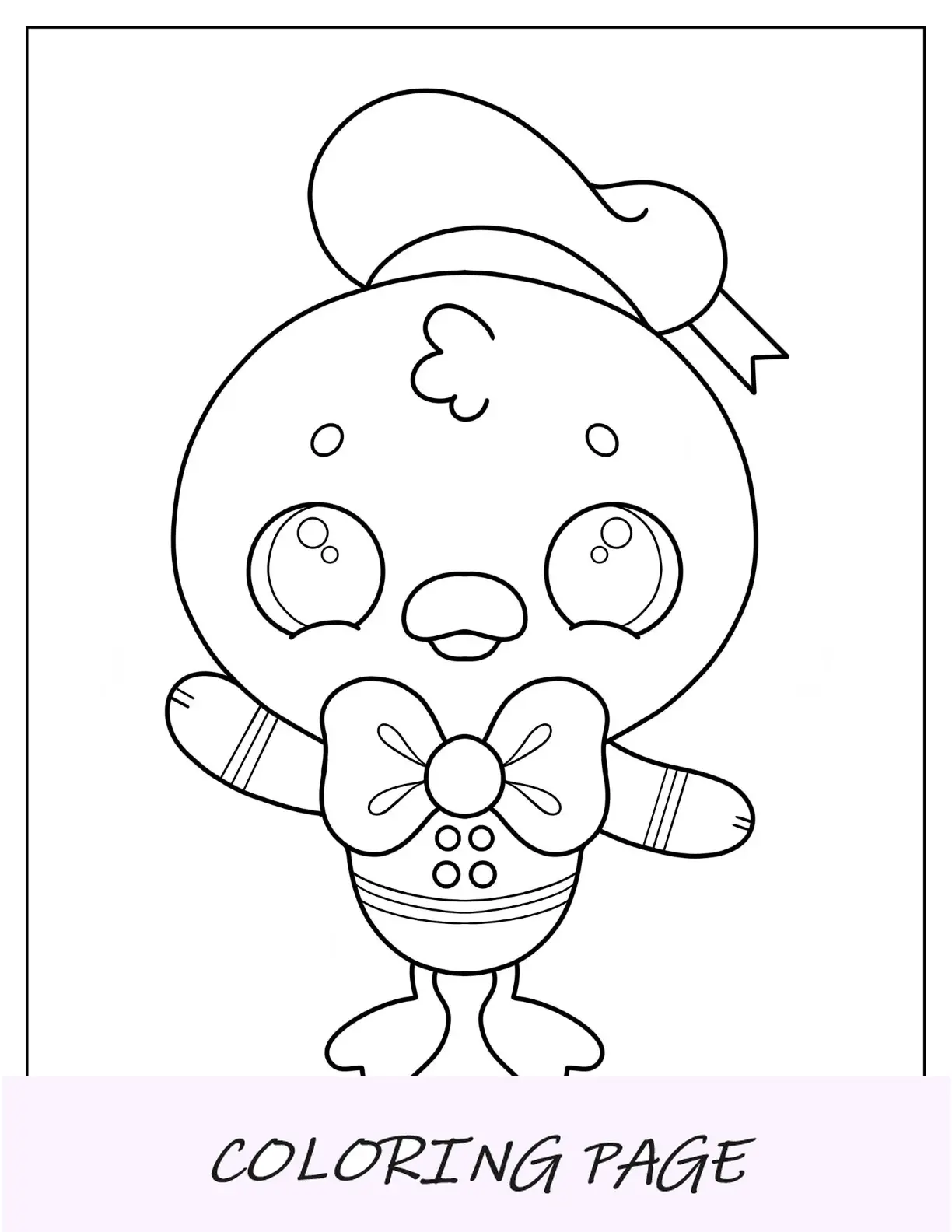 Linda página para colorir de pato acenando para crianças
