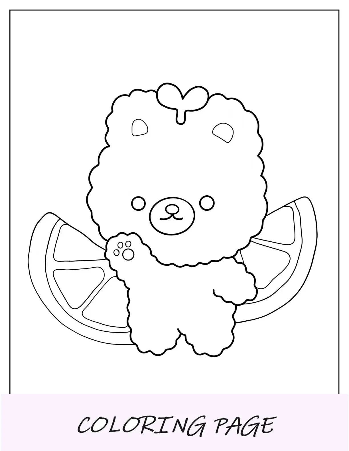 Linda página para colorir de um urso fofo acenando com rodelas de limão