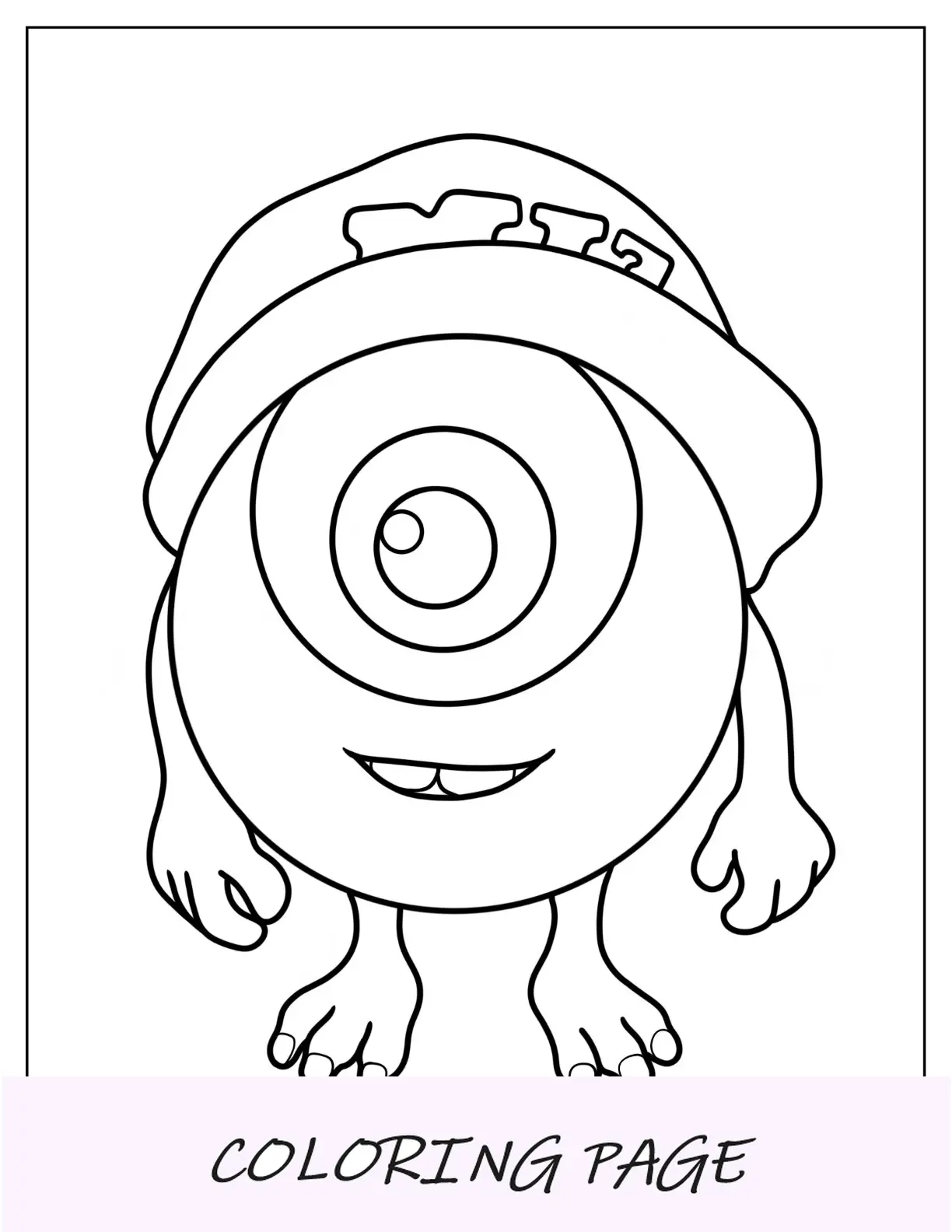 Linda página para colorir de Easy Minion para crianças em idade pré-escolar