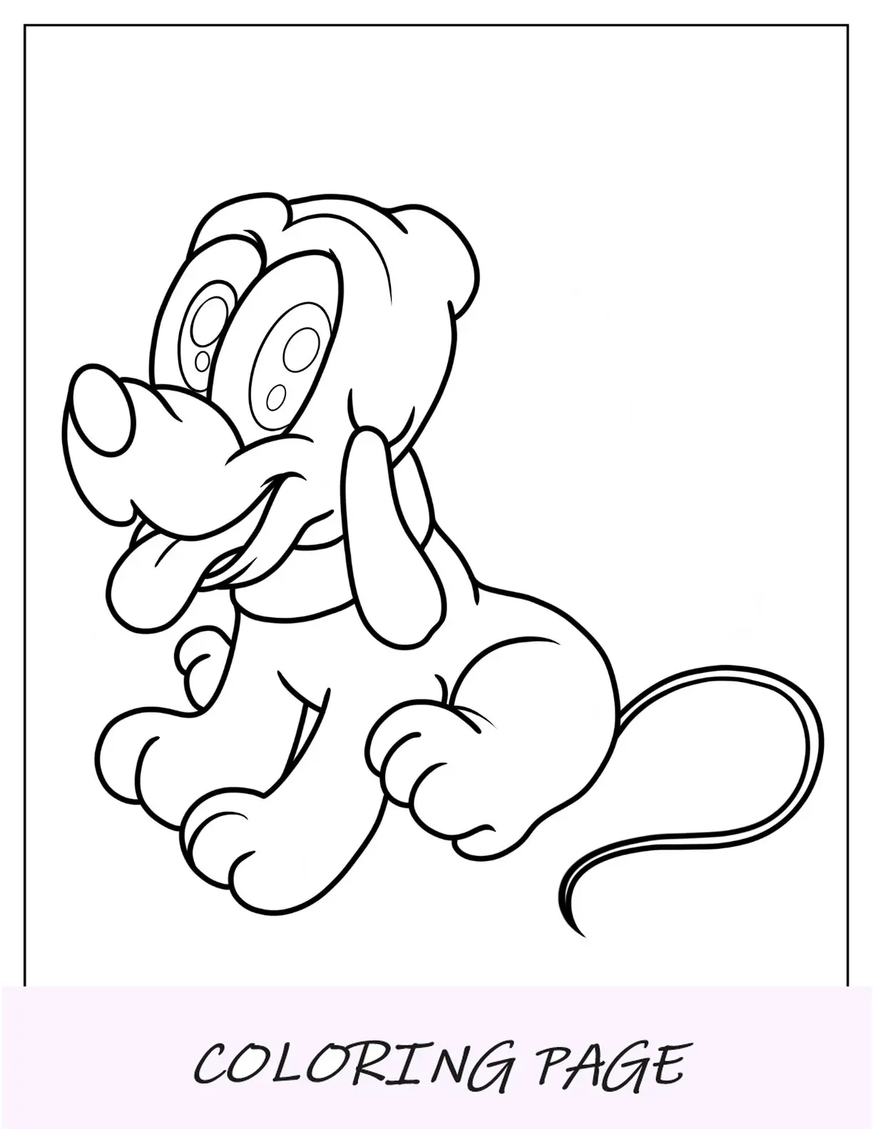 Linda página para colorir do cachorrinho Plutão para crianças