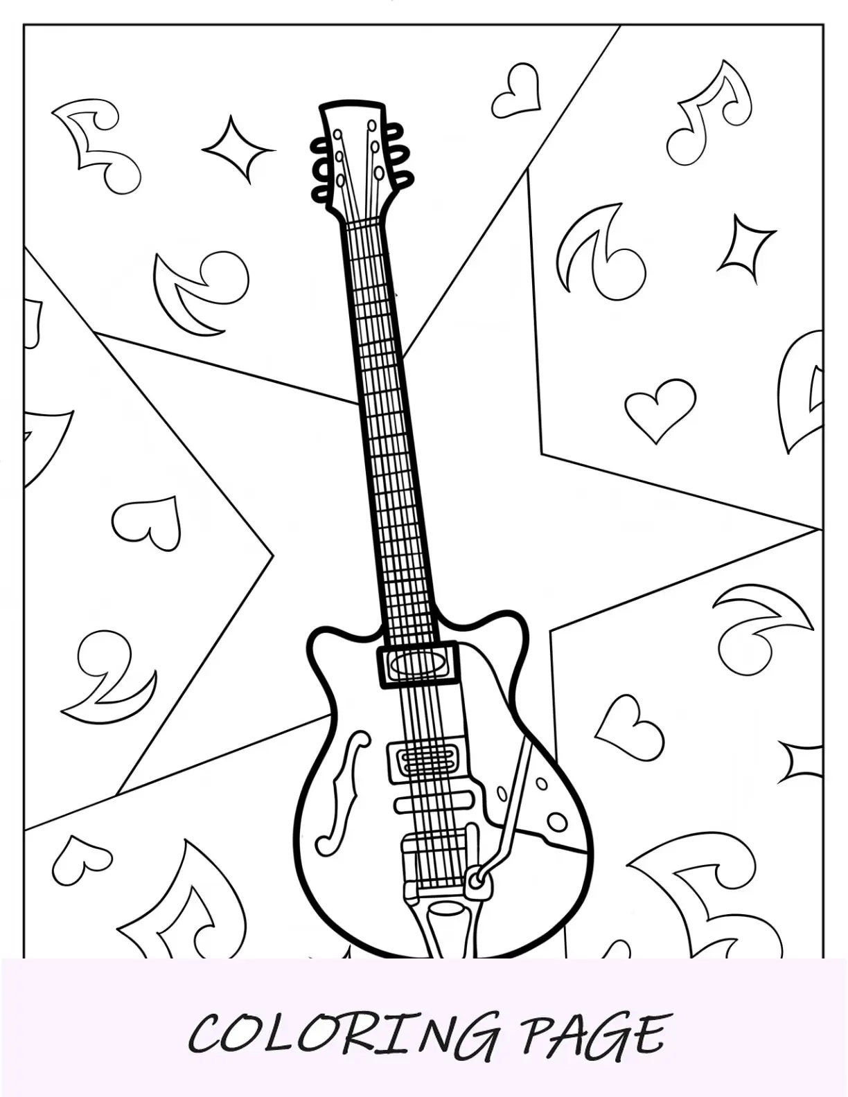 Pagina da colorare per chitarra elettrica a doppia testa per bambini