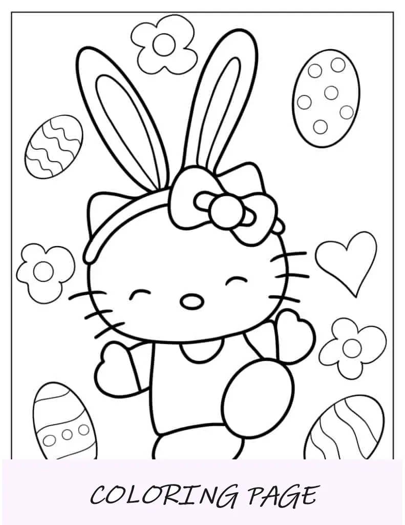 Linda Hello Kitty usando orelhas de coelho