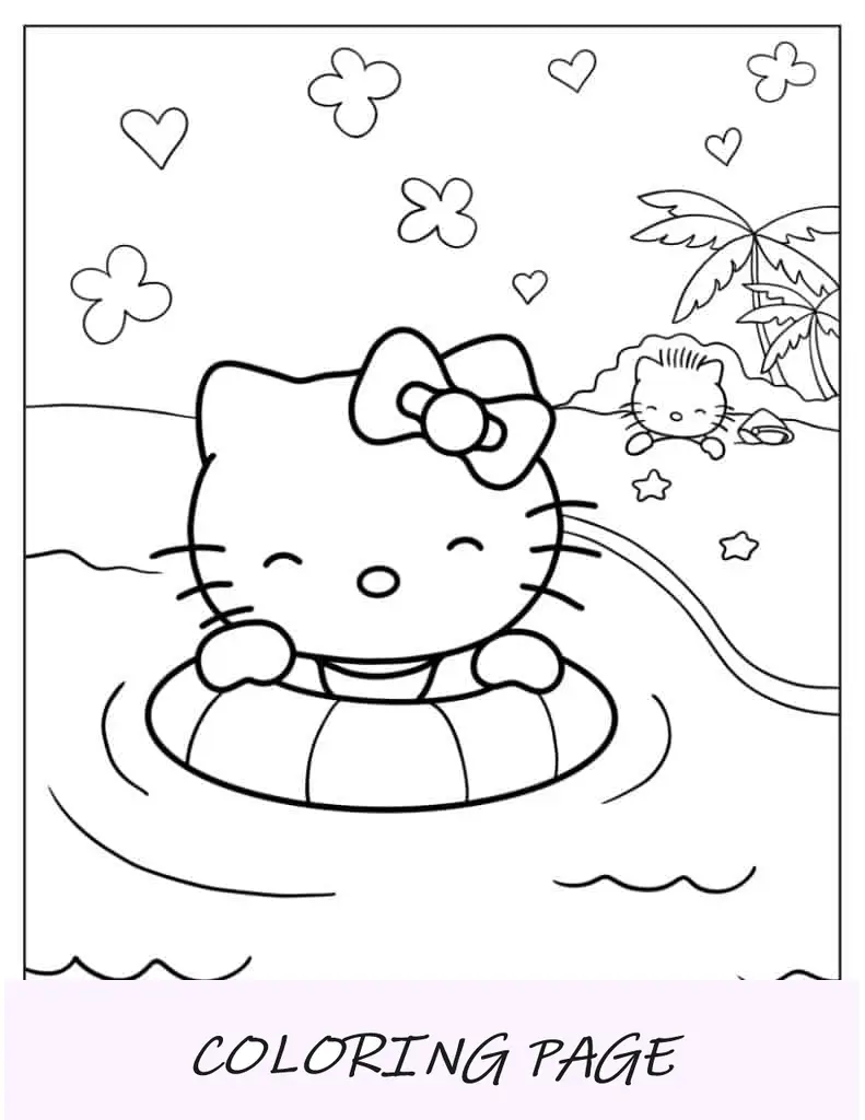 Hello Kitty brincando na praia com o querido Daniel