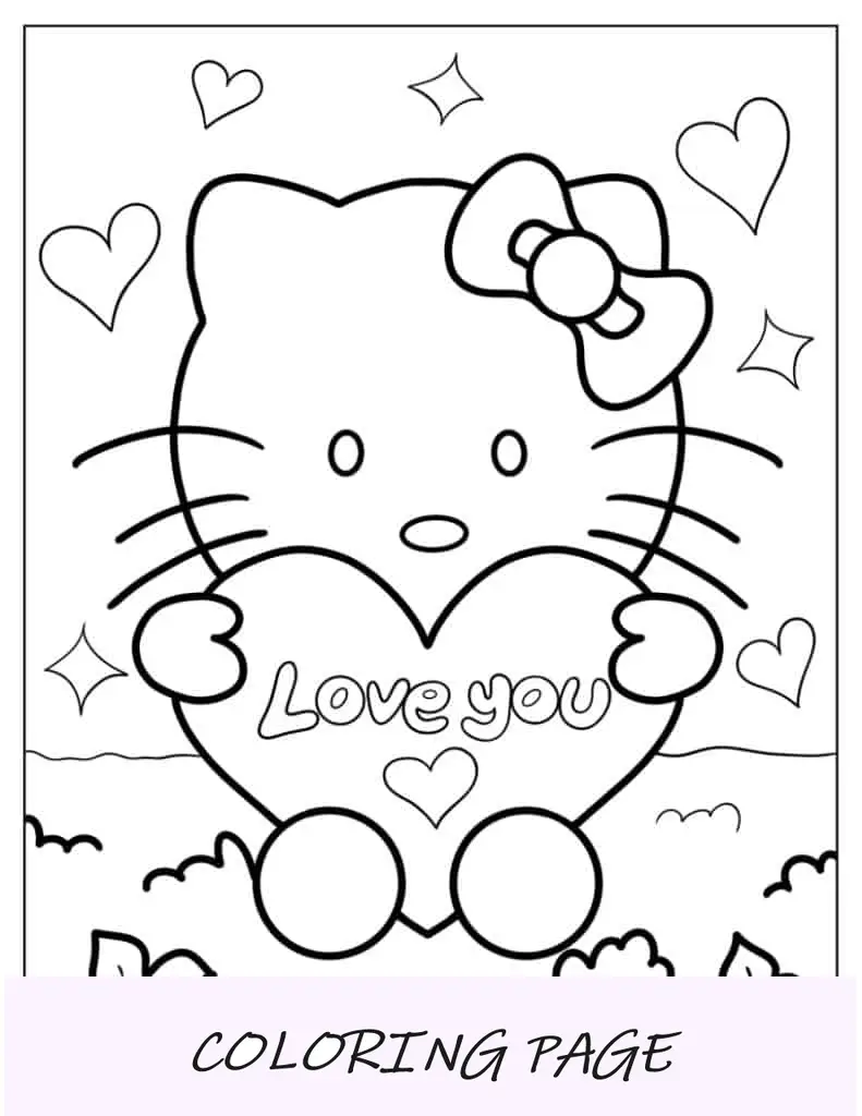 Hello Kitty segurando o coração eu te amo