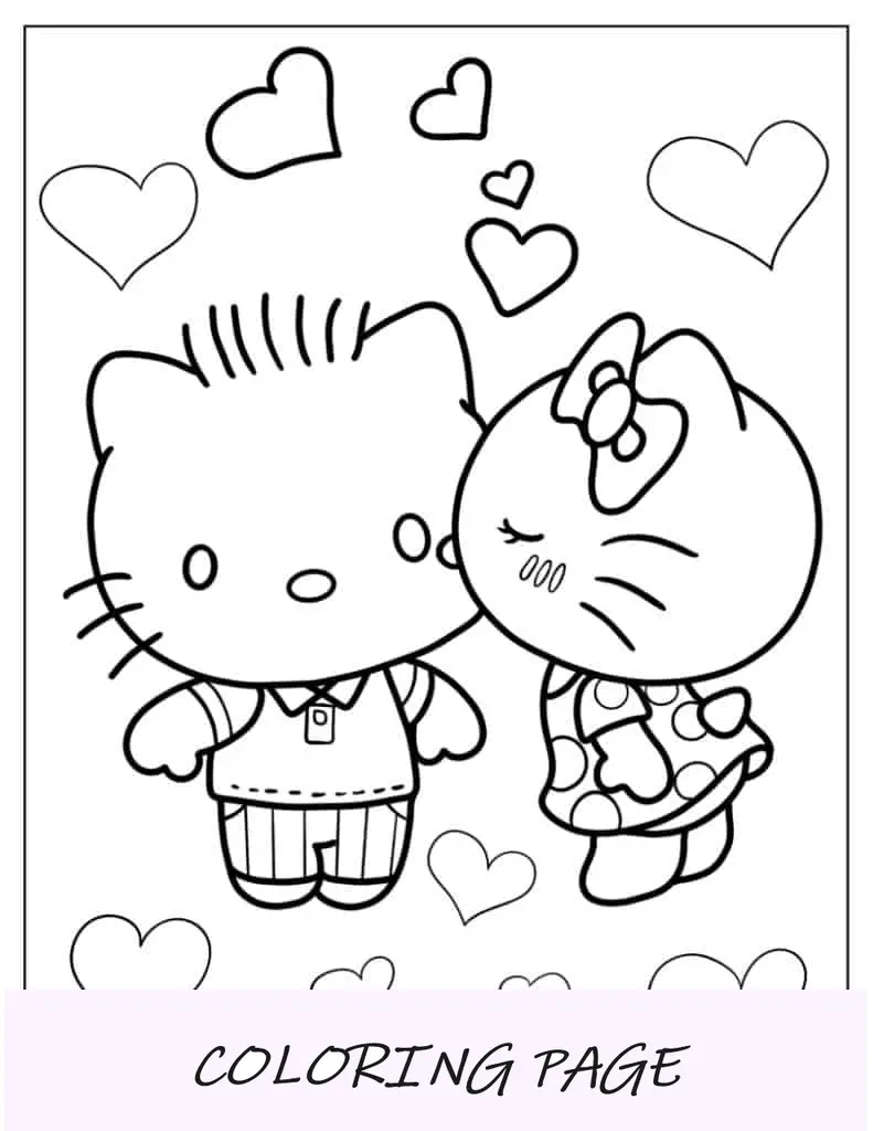 Hello Kitty beijando o querido Daniel na bochecha