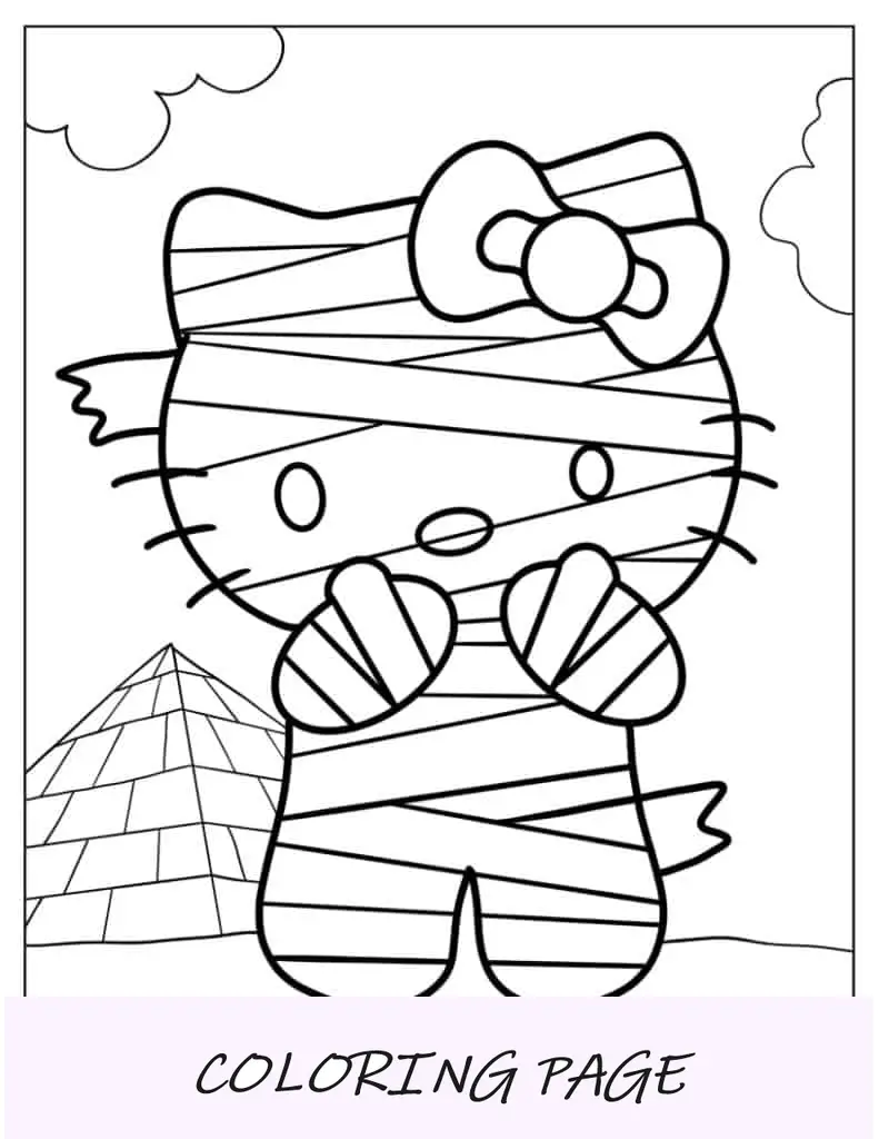 Múmia Hello Kitty para colorir para crianças