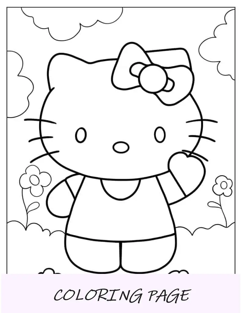 Olá Kitty acenando
