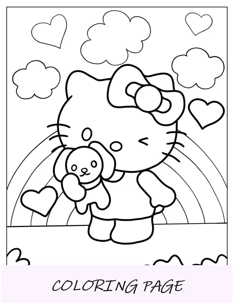 Folha para colorir piscando da Hello Kitty