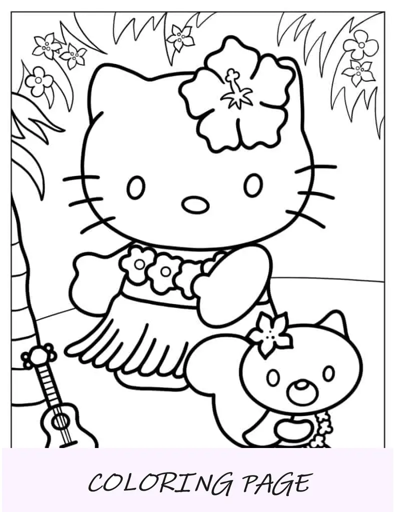Olá Kitty dançando Hula