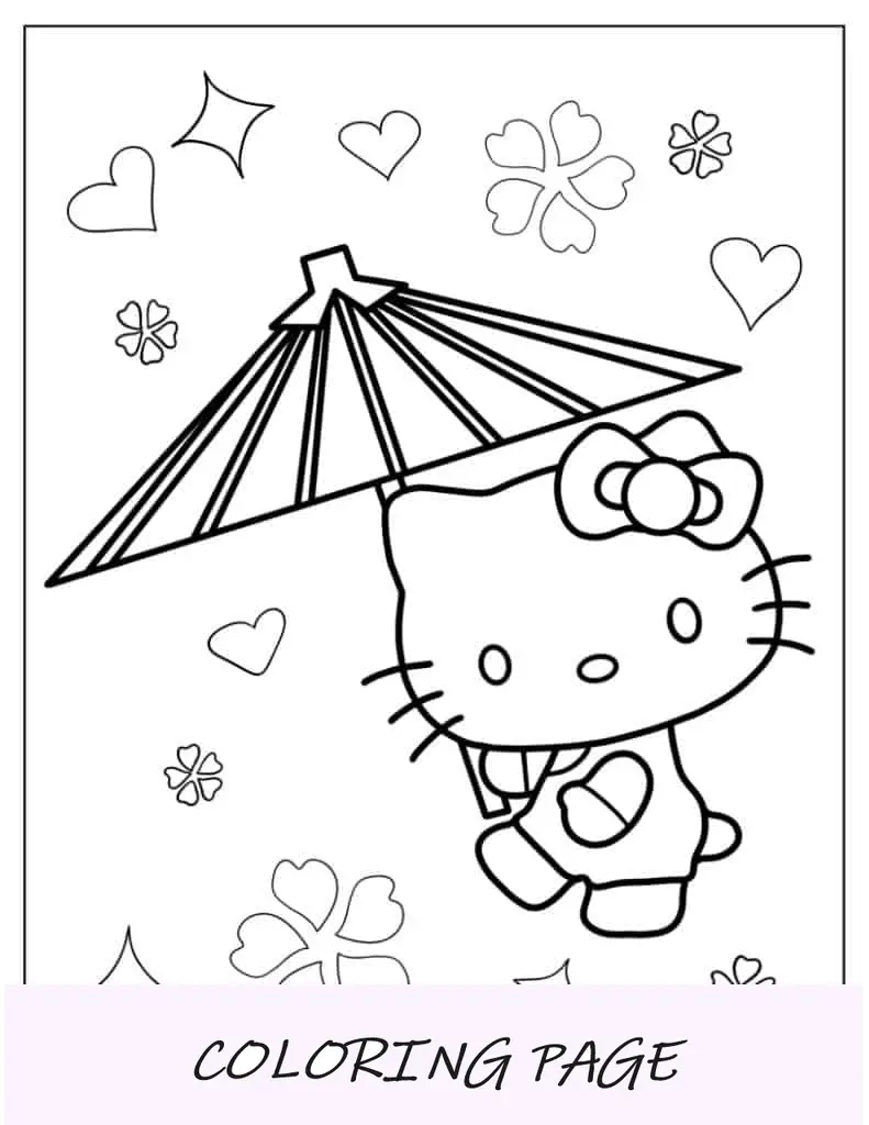 Hello Kitty usando coloração de guarda-sol