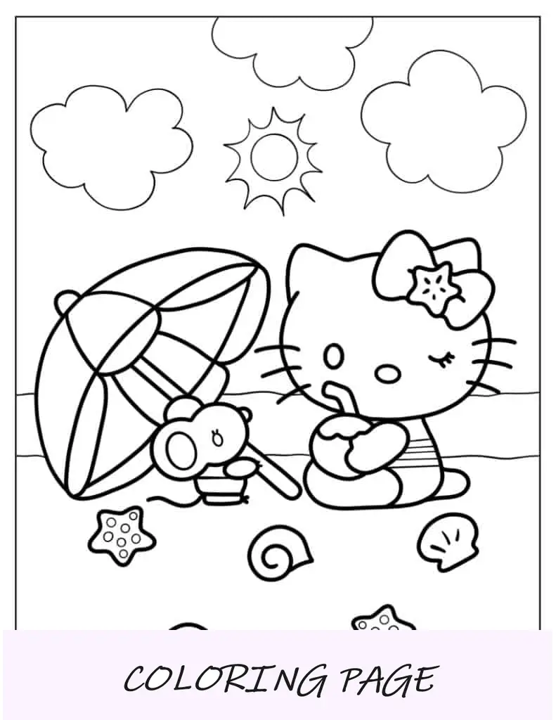 Olá Kitty e Joey na praia