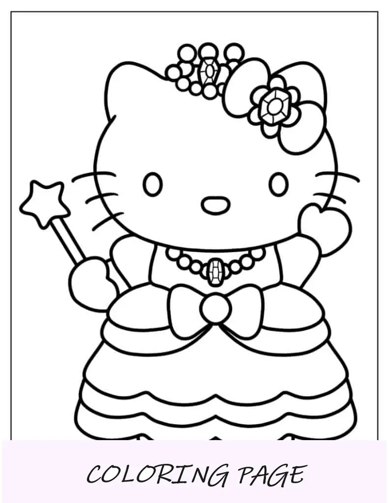 Princesa Hello Kitty para colorir para crianças