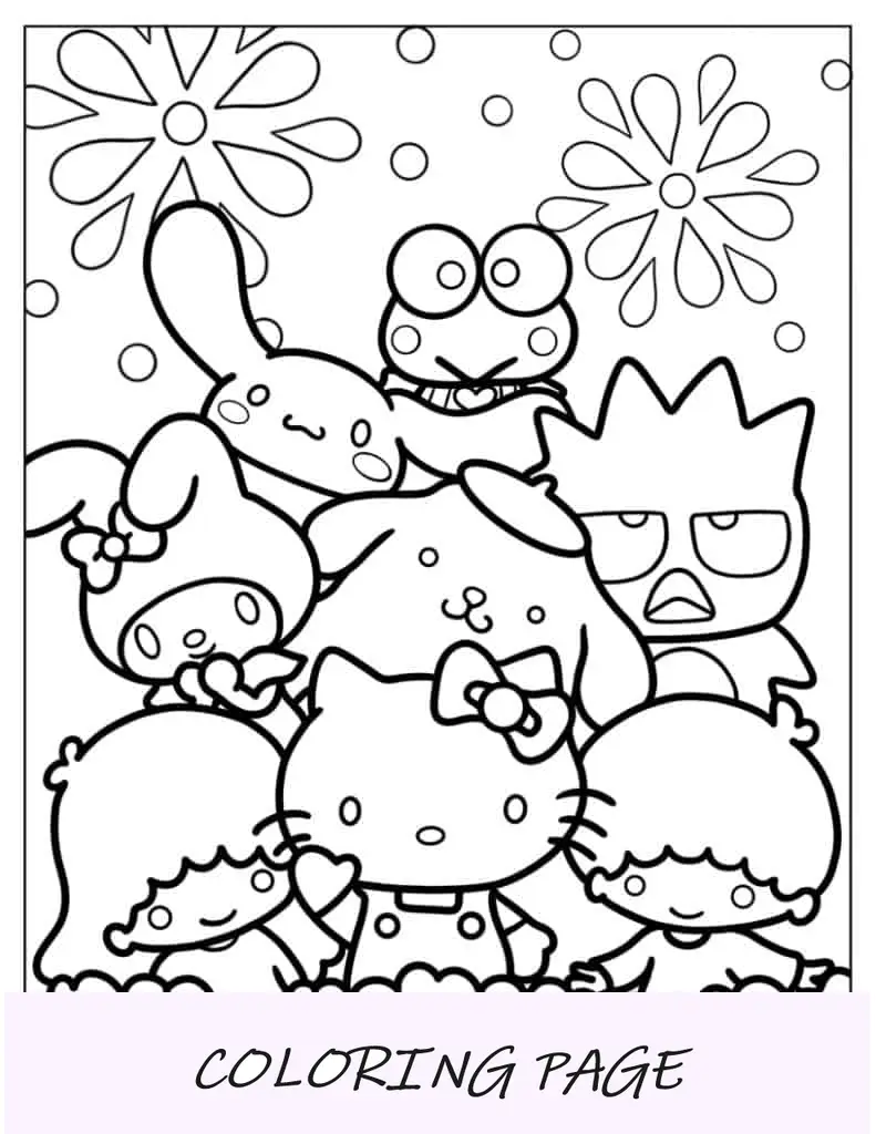 As Aventuras de Hello Kitty _ Friends Pôster para Colorir