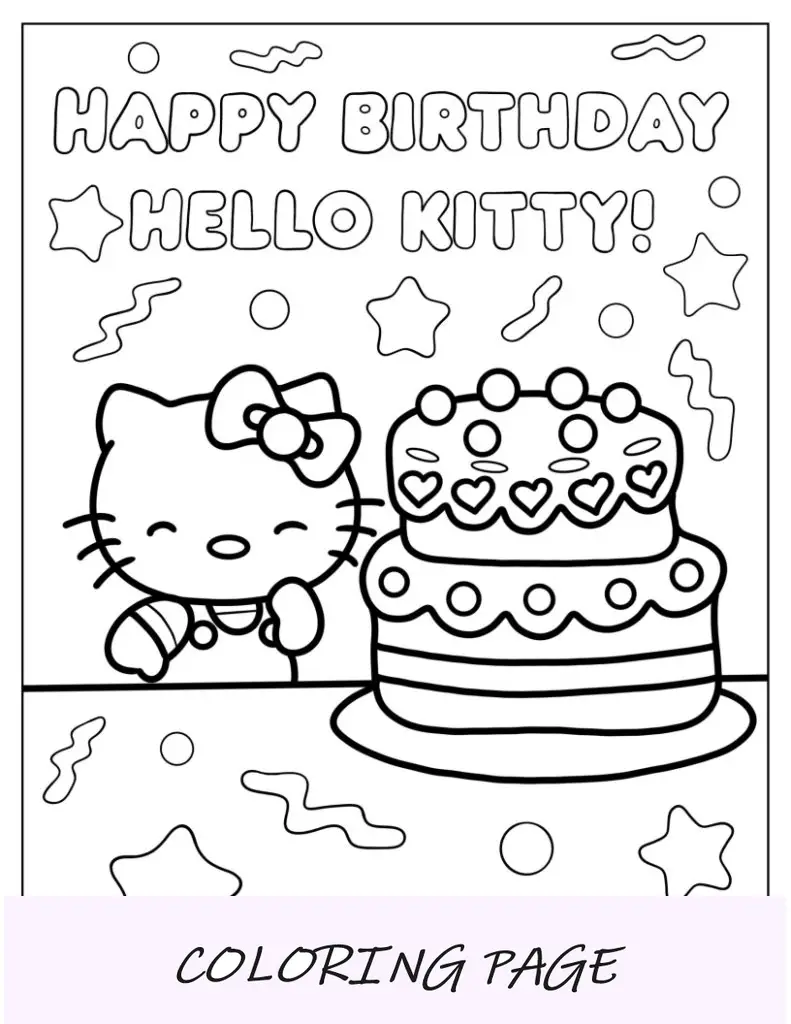 Feliz Aniversário Olá Kitty com Bolo