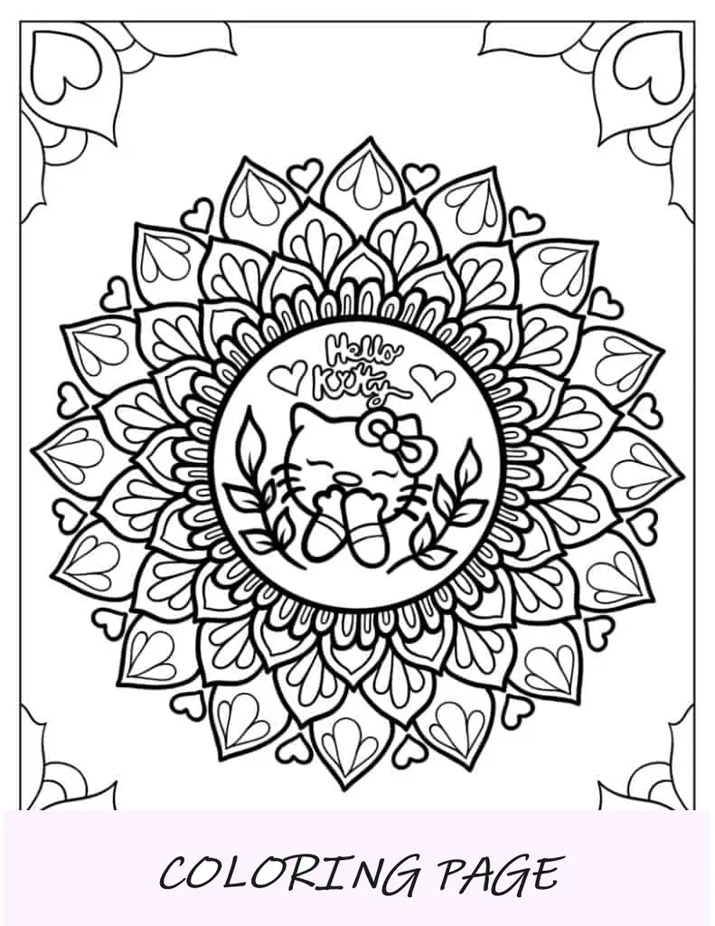Mandala Hello Kitty fácil de colorir