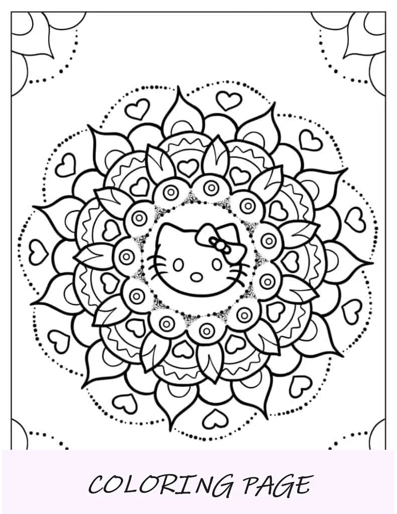Hello Kitty Mandala para colorir para crianças