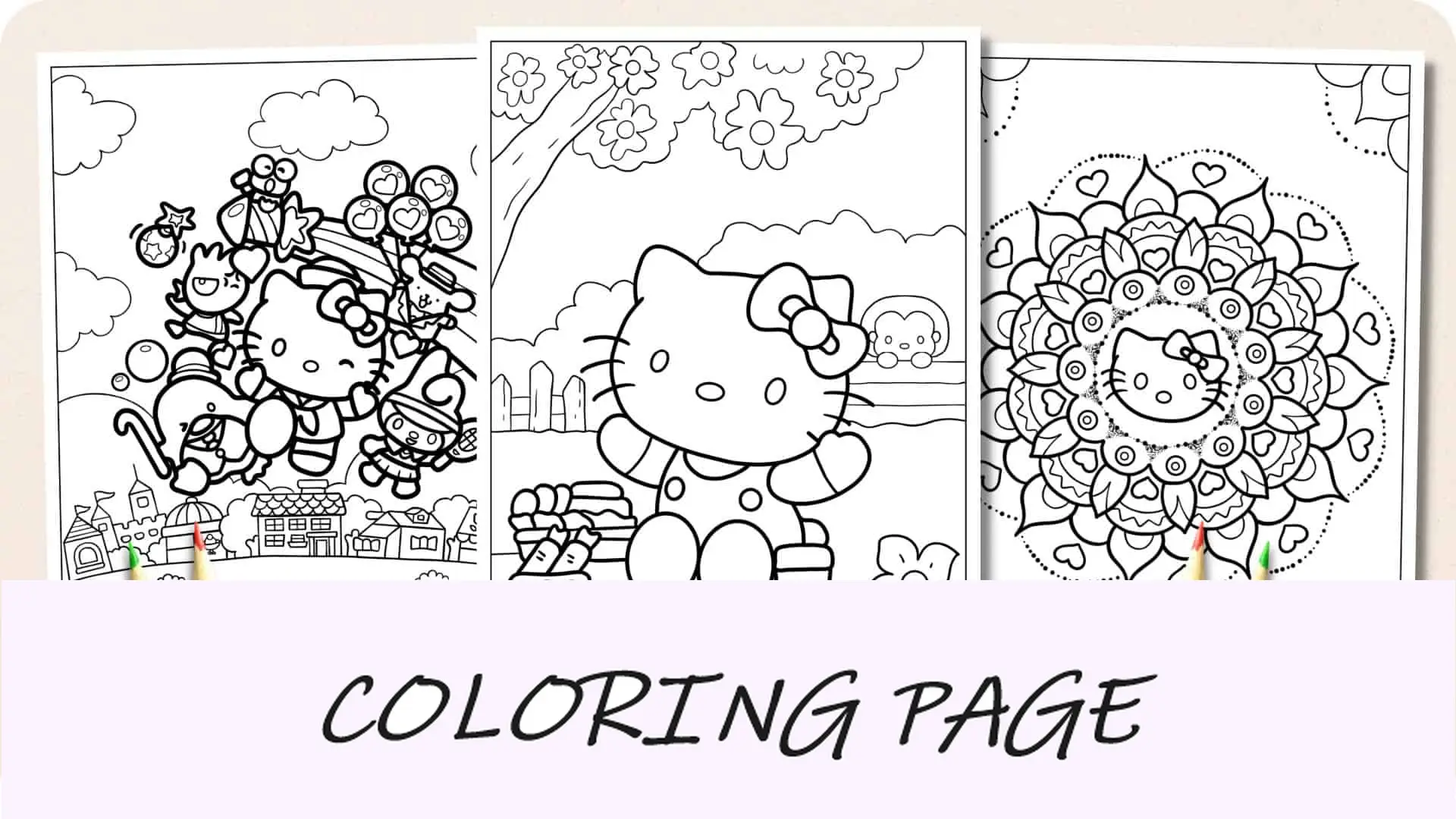 Imagem em destaque de páginas para colorir da Hello Kitty