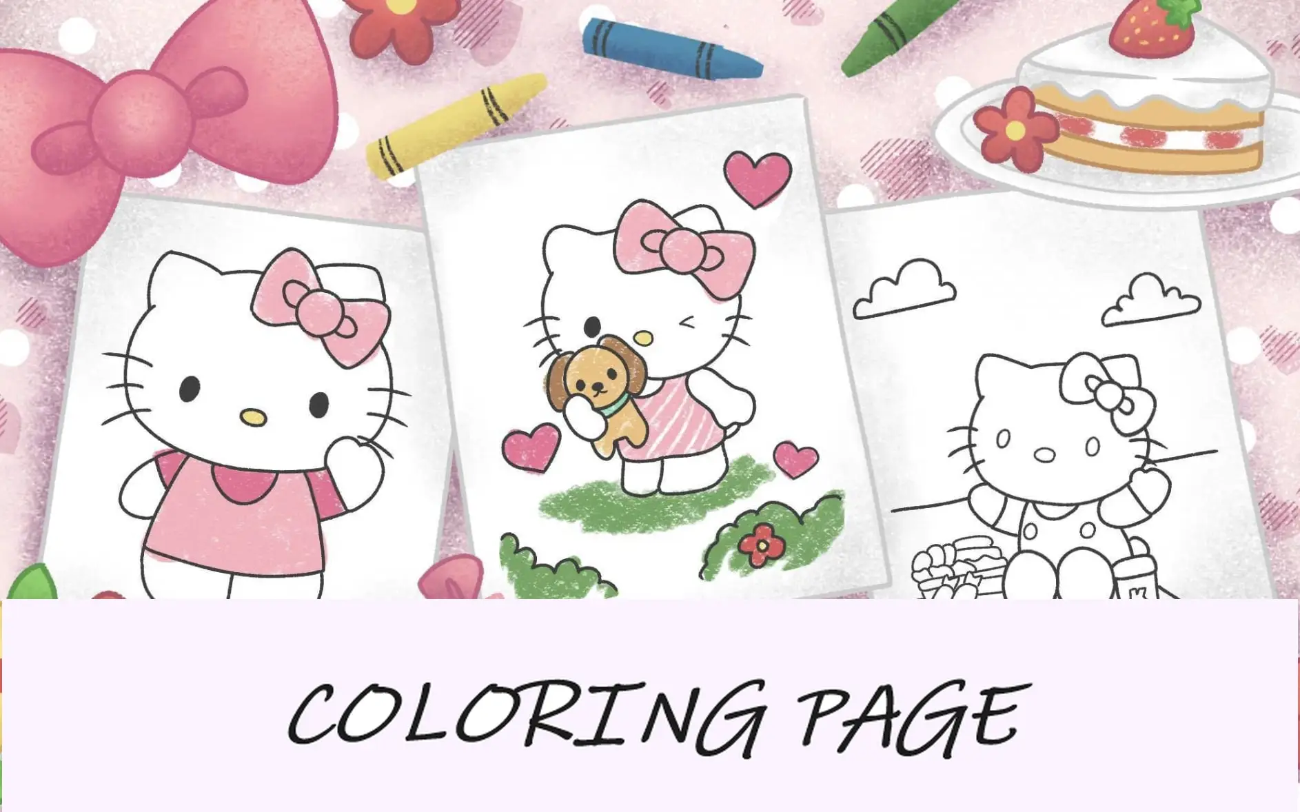 imagem em destaque das páginas para colorir da Hello Kitty