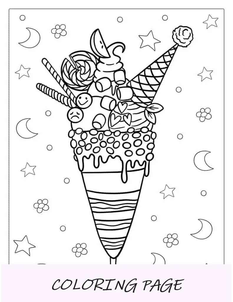 Sundae de sorvete de aniversário com doces e granulados