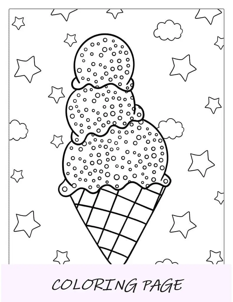Contorno simples de uma casquinha de waffle de sorvete para colorir