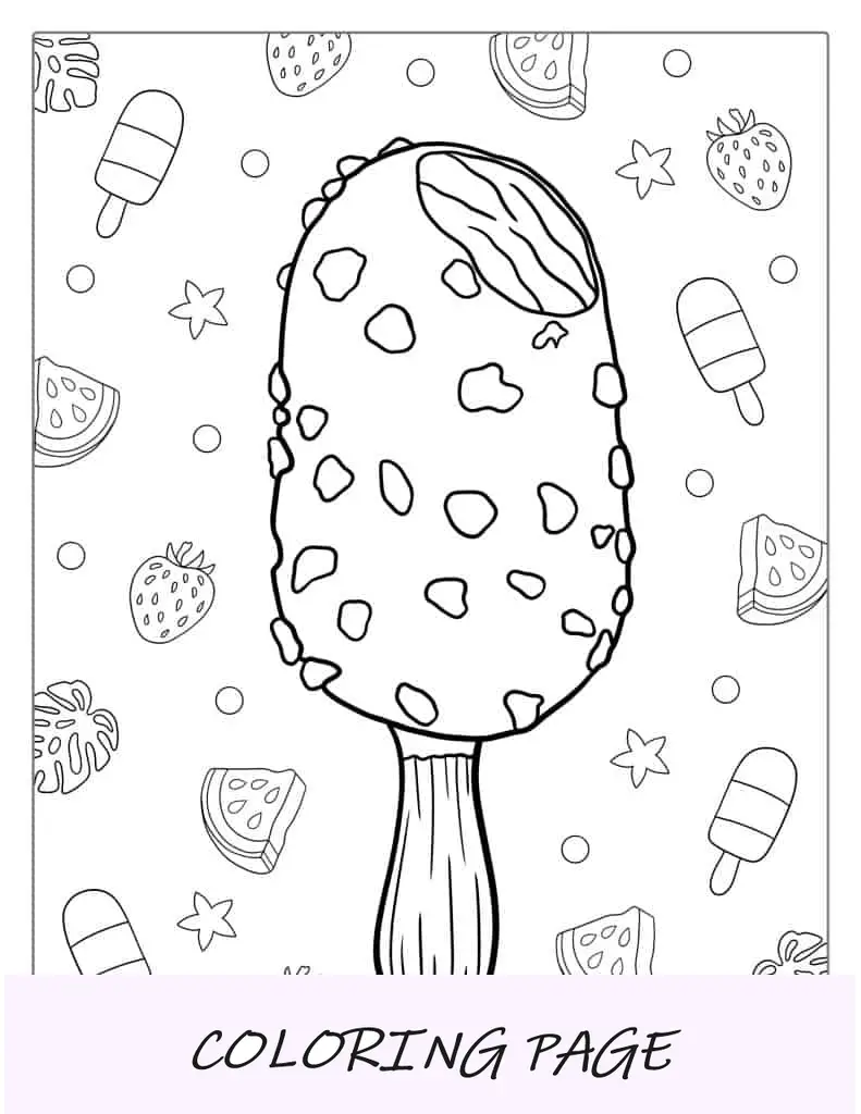 Folha para colorir de barra de sorvete de biscoitos e creme