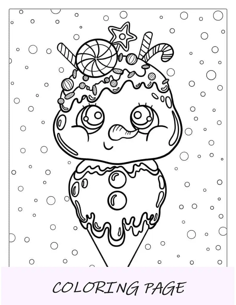 Imagem para colorir de sorvete de Natal do homem da neve