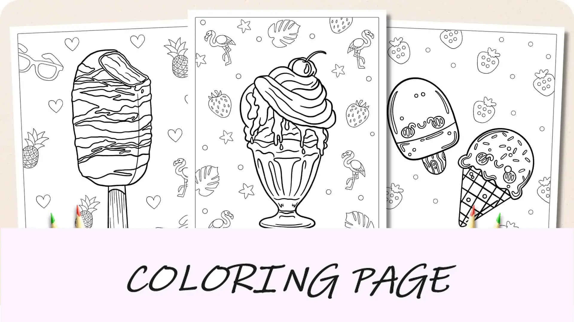Imagem em destaque de páginas para colorir de sorvete