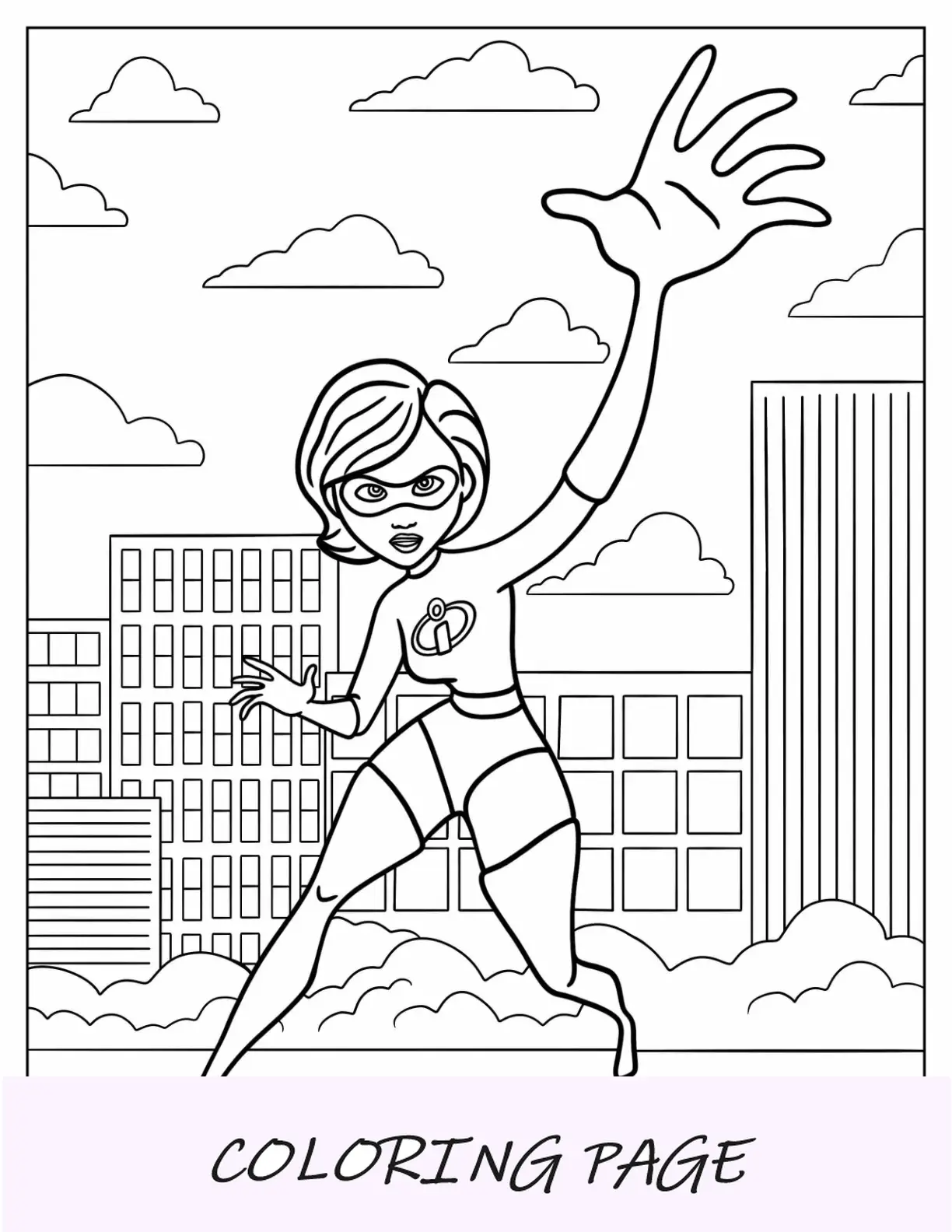 Página para colorir incrível de Elastigirl usando poderes