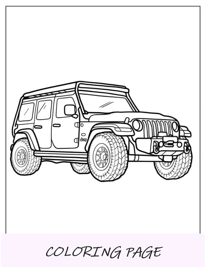 Contorno fácil de Jeep para colorear