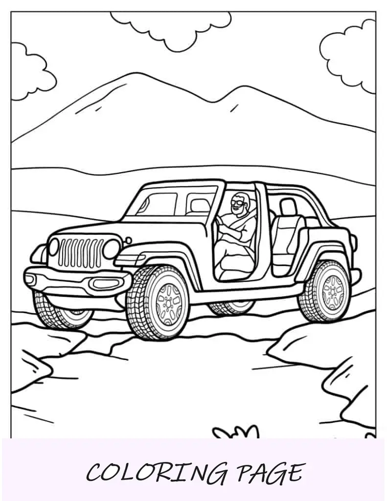 Hombre conduciendo jeep todoterreno