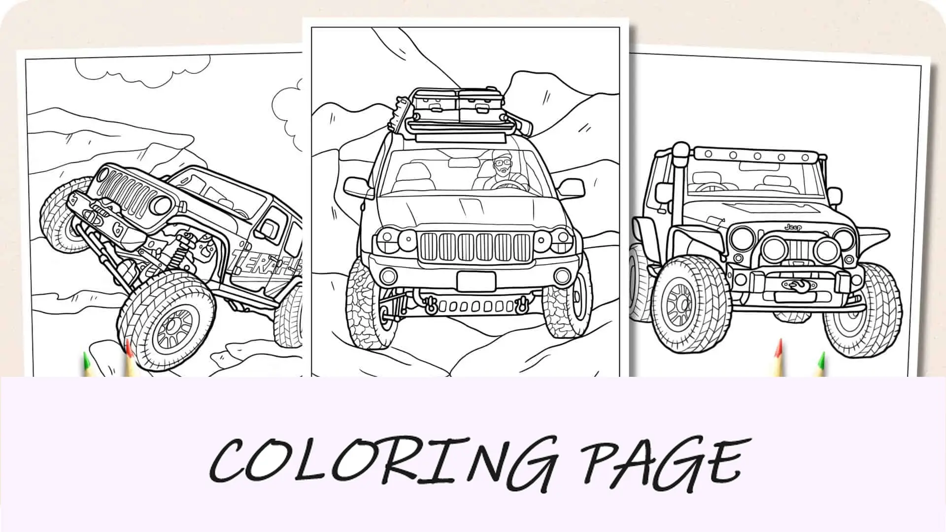 Dibujos para colorear Jeep Imagen destacada