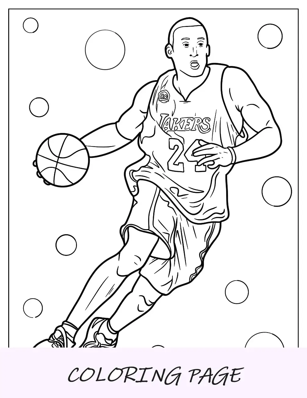 Dibujo Para Colorear De Kobe Bryant Jugando Al Baloncesto Para Niños