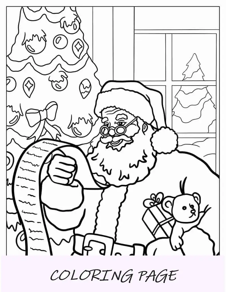 Contorno fácil de Jolly Santa para colorear