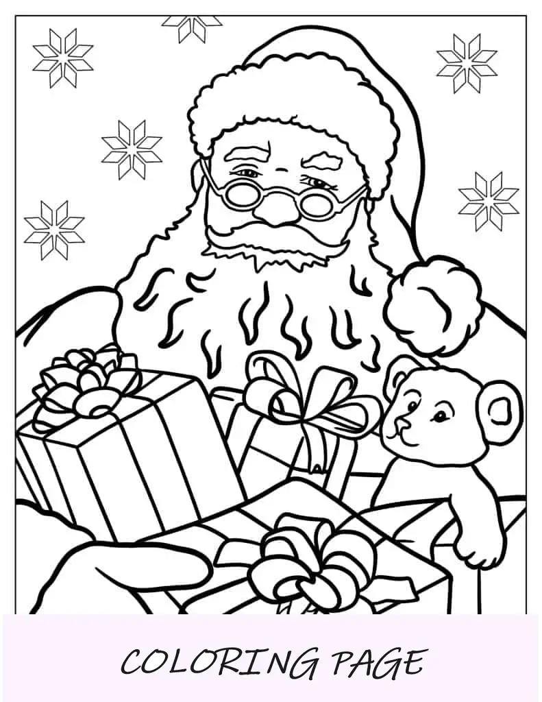 Papá Noel con traje completo para colorear para niños
