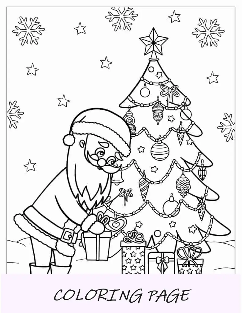 Papá Noel con gran barba blanca para colorear