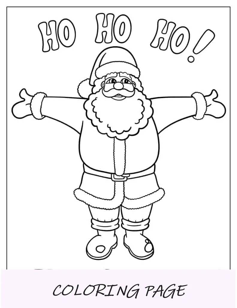 Jolly Santa colgando luces navideñas para colorear